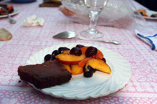 与夏天水果巧克力蛋糕