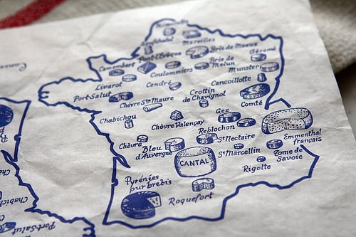 法国奶酪的地图